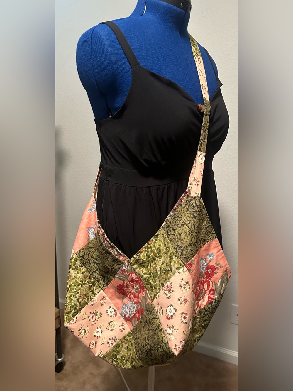 Handmade Patchwork Crossbody Bag in Pink & Green